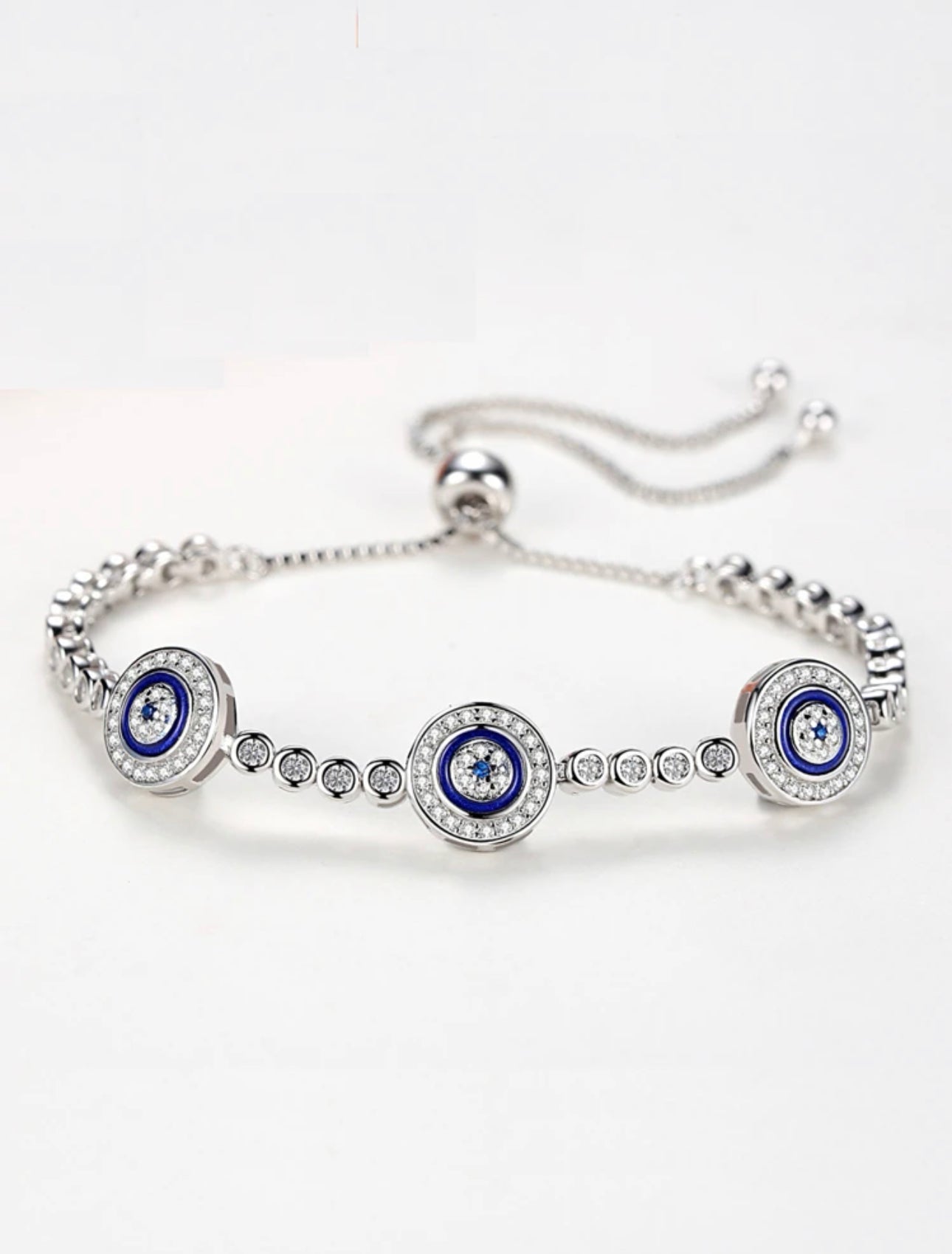 S925 Sterling Silver Evil's Eye Chain Bracelet